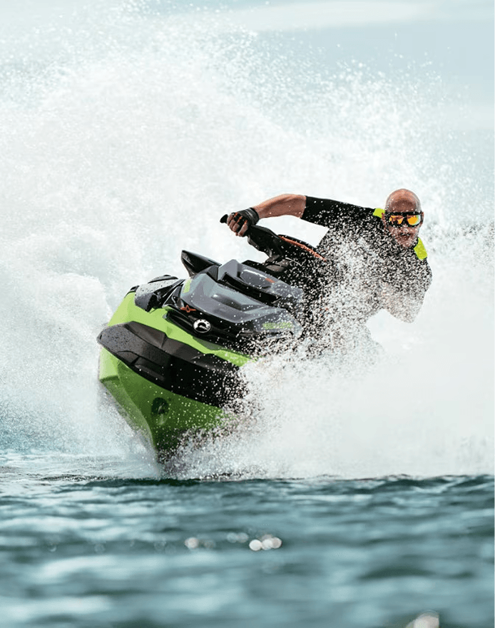 Jet ski splashing toward the camera
